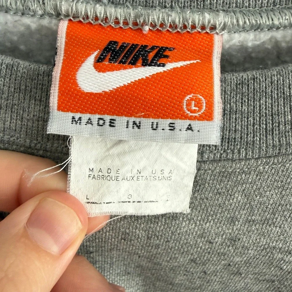 Vintage 90's Nike Crewneck Sweatshirt Gray Embroidered Swoosh Made in USA Sz L